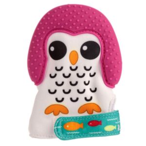 Manusa pentru dentitie cu model de pinguin mov