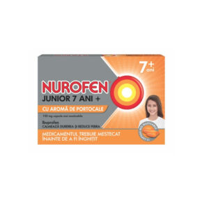Nurofen Junior 7ani+ 100mg capsule moi masticabile aroma de portocale 12cpr 24 comprimate