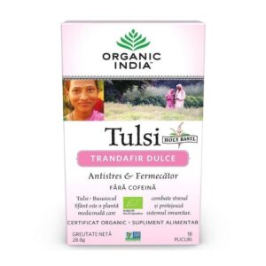 ORGANIC INDIA Ceai Tulsi Trandafir Dulce Antistres & Fermecator BIO