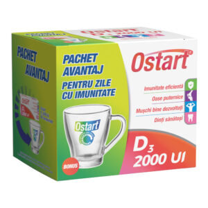 Ostart Vitamina D2 2000UI 20 comprimate + Cana