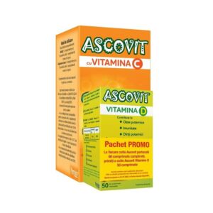 Pachet Ascovit Vitamina C portocala 60 bucati + Vitamina D 50 bucati