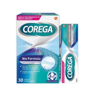 Pachet Corega: Crema adeziva Neutro 40g + Tablete efervescente Bio Formula
