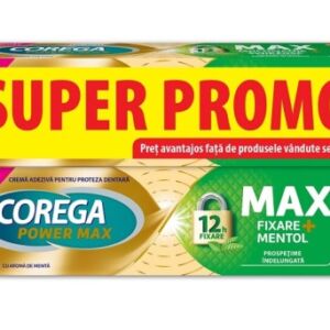 Pachet Crema adeziva pentru proteza dentara Max Fixare+ Mentol 2x 40g