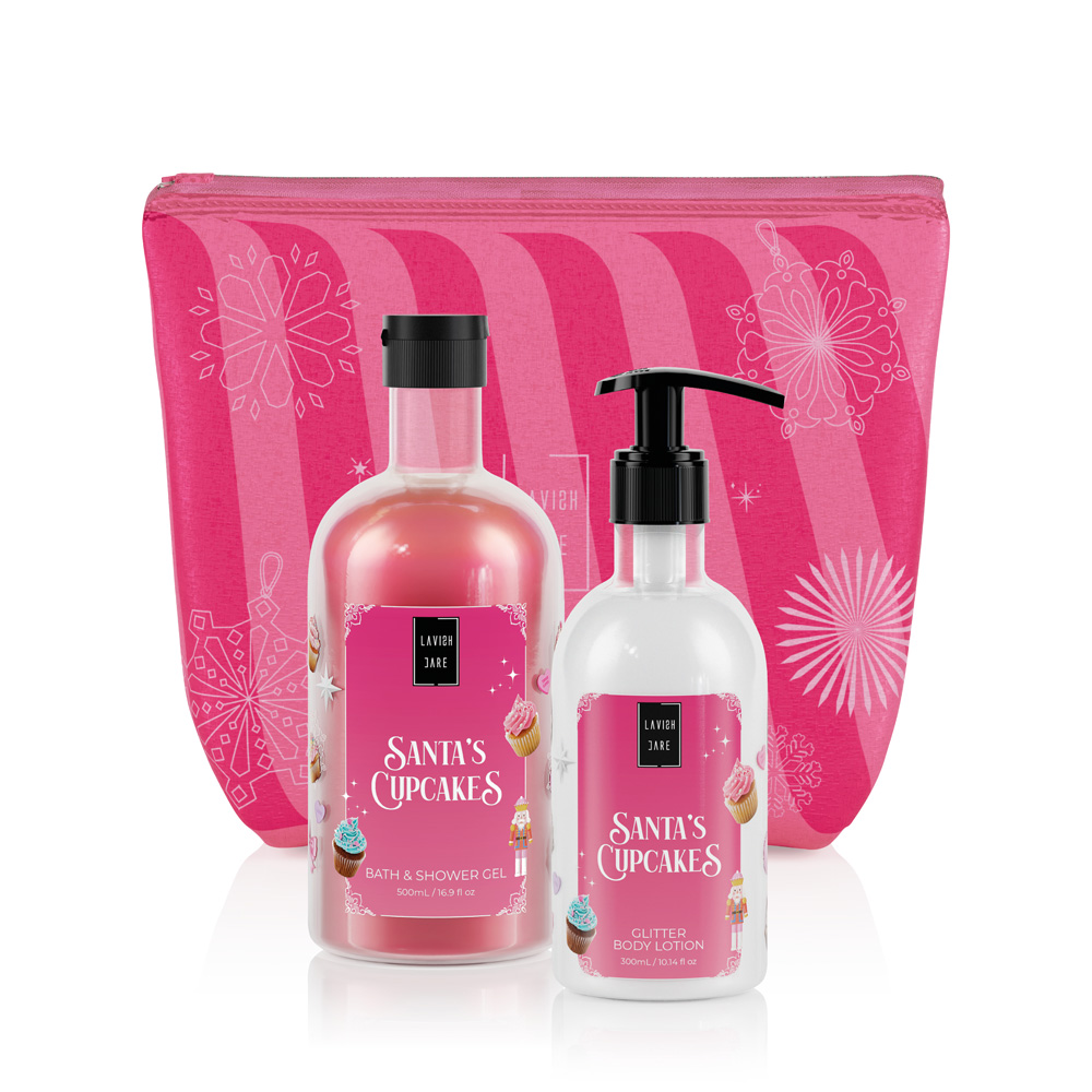 Pachet Gel de dus 500ml + Lotiune de corp 300ml Santa's Cupcake