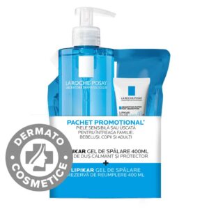 Pachet Gel de dus calmant Lipikar 400ml + Rezerva 400ml + Balsam Lipikar Baume Light AP+M 15ml