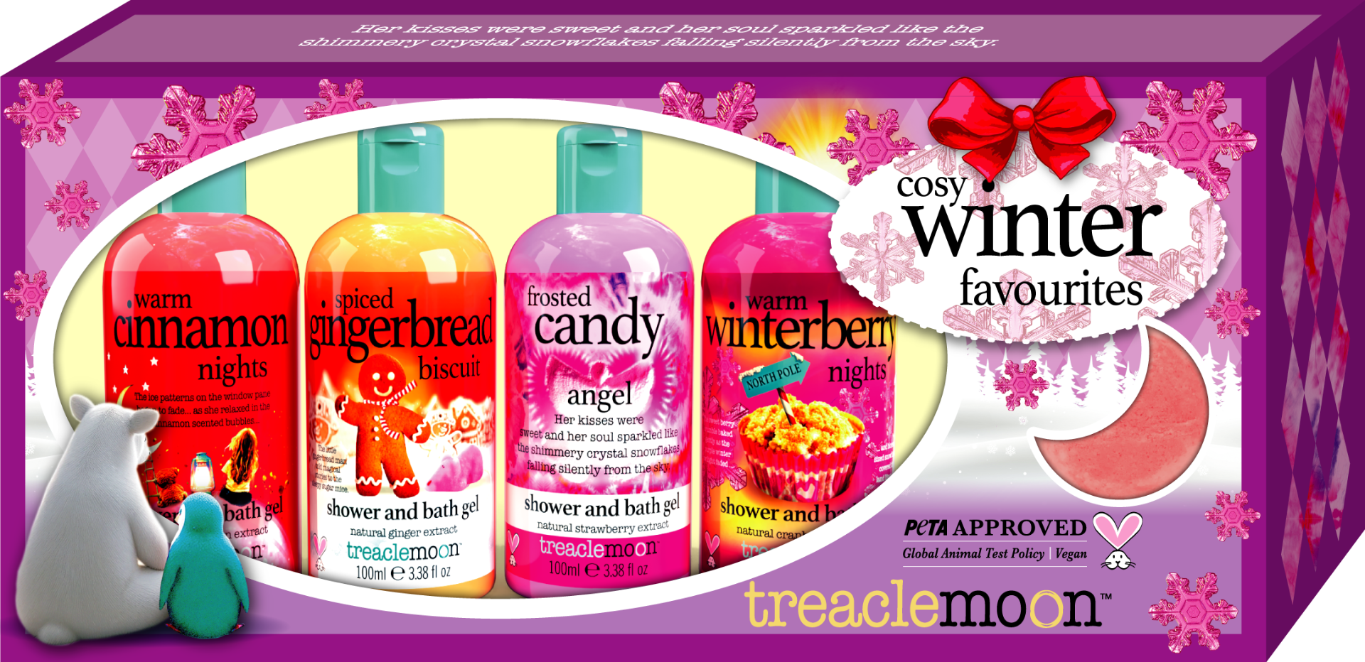 Pachet Geluri de dus 4 x 100ml + Bomba de baie 80g Cosy Winter Favourites