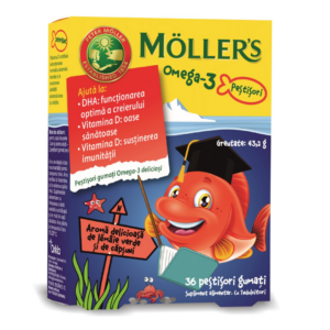 Pestisori gumati cu Omega-3 aroma de lamaie verde si capsuni