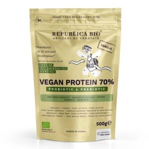 Pudra proteica Bio vegana 70% cu aroma de vanilie