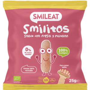 Pufuleti Smilitos cu ulei de masline & banane si capsuni +6 luni Bio