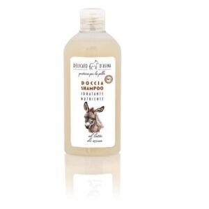 Sampon si gel de dus bio hidratant si volumizant cu lapte de magarita Delicato d'Asina