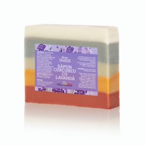 Săpun artizanal curcubeu cu lavandă