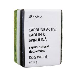 Sapun natural detoxifiant cu carbune activ + kaolin si spirulina