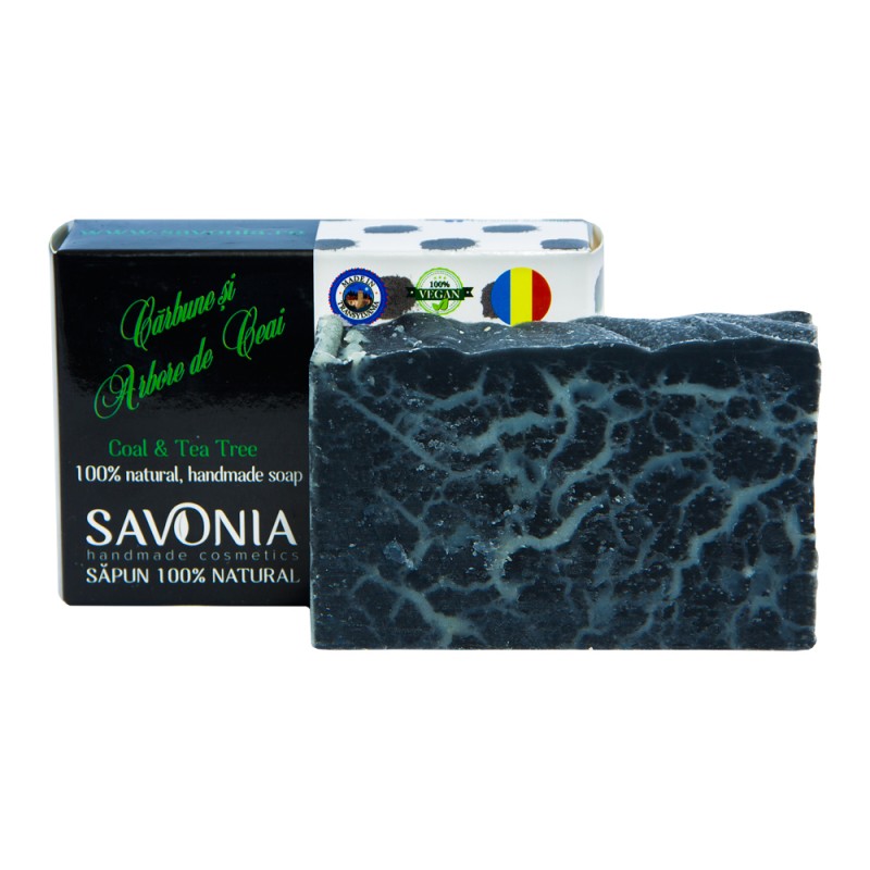 Sapun natural pentru fata si corp Carbune si Arbore de ceai