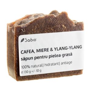 Sapun natural pentru pielea grasa cu cafea + miere și ylang-ylang