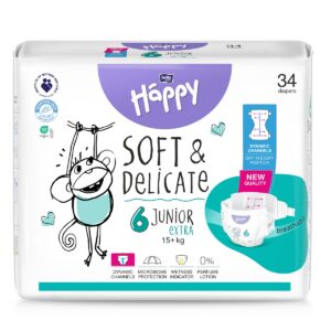 Scutece Happy Soft & Delicate 15+ kg Marimea 6 Junior Extra