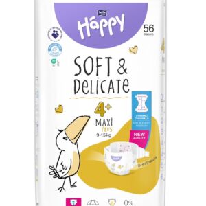 Scutece Happy Soft & Delicate 9-15 kg Maxi Plus Marimea 4+