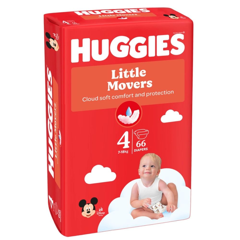 Scutece Litte Movers Marimea 4 pentru 7 - 18kg