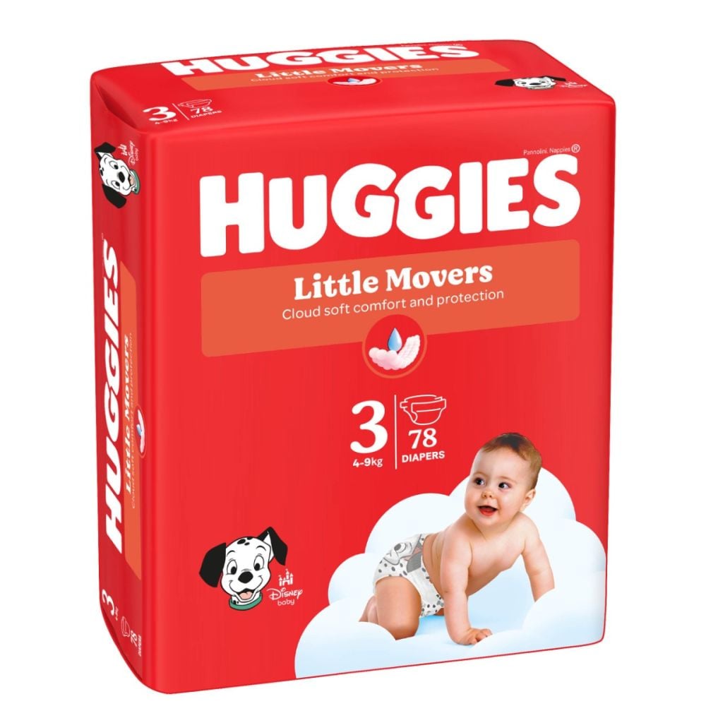 Scutece Little Movers Marimea 3 pentru 4 - 9kg