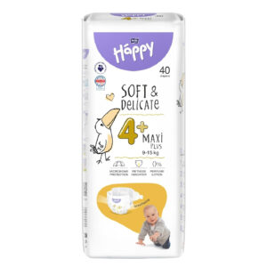 Scutece respirabile Happy Soft & Delicate 4+ Maxi Plus 9-15 kg