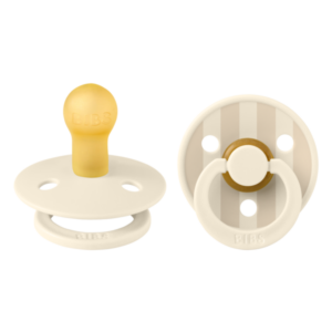 Set 2 suzete cu tetina rotunda din latex 0 luni+ Colour Studio Collection Stripe Ivory/Vanilla