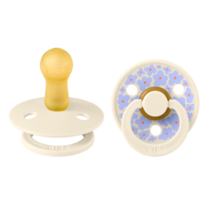 Set 2 suzete cu tetina rotunda din latex 6 luni+ Colour Studio Collection Flower Ivory