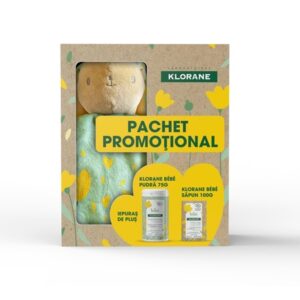 Set Pudra protectoare pentru bebelusi 75 g + Sapun solid bio pentru corp si par 100 g + Iepuras de plus