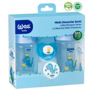 Set biberon si suzeta Dino albastru