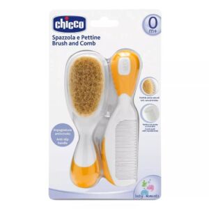 Set pieptan si perie din par natural Orange