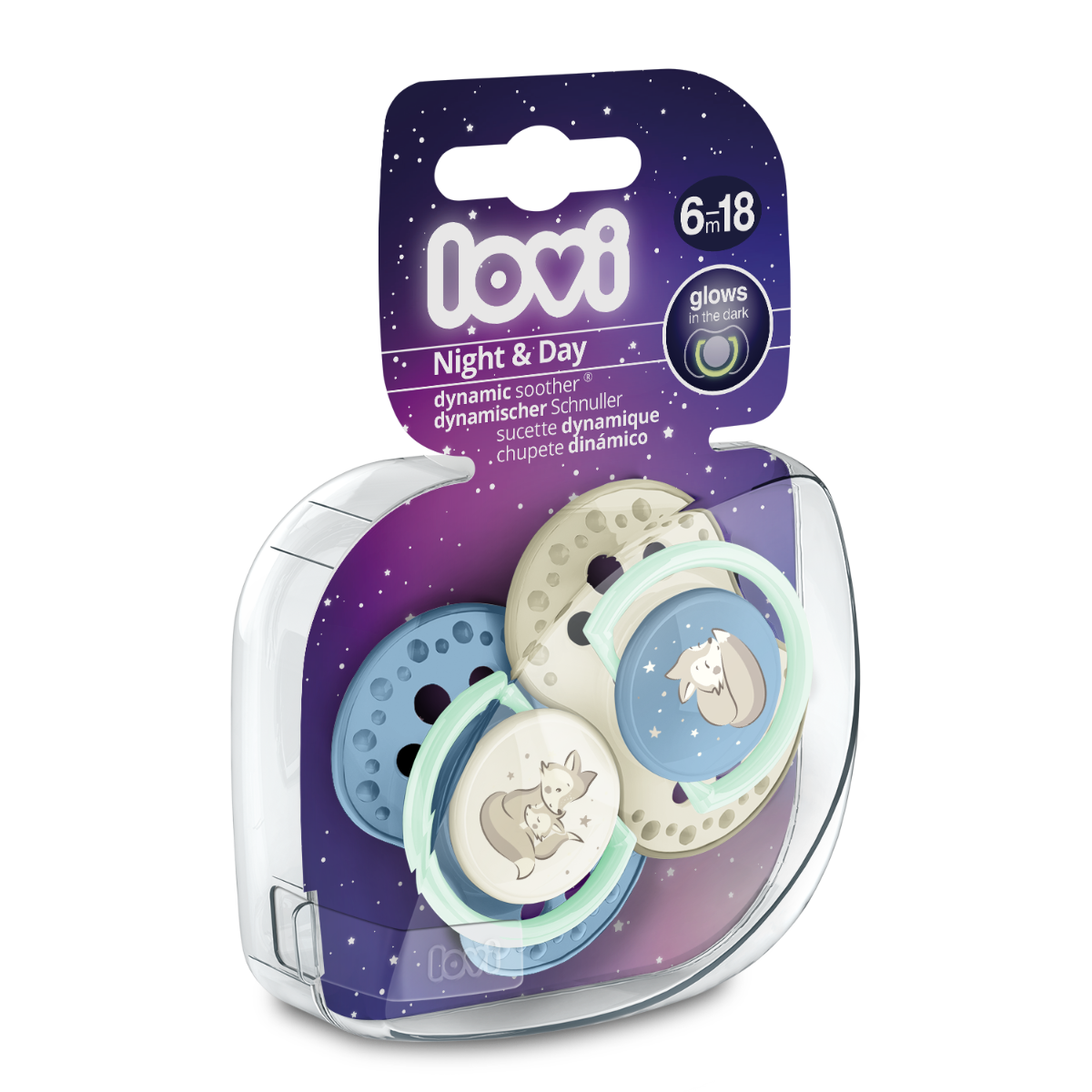 Set suzete din silicon pentru 6 - 18 luni Night&Day 22/915BOY