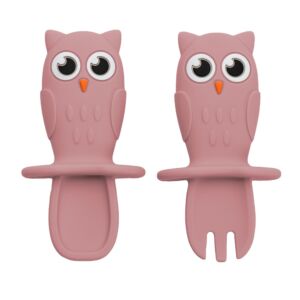 Set tacamuri din silicon Owl Old Rose 6 luni+