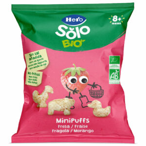 Snack eco din cereale cu capsuni Solo Minipuffs +8 luni