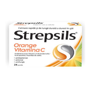 Strepsils Orange Vitamina C 100 mg 24 comprimate
