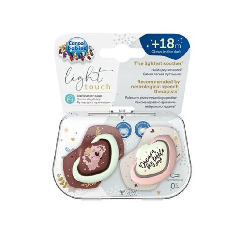 Suzeta simetrica din silicon Sleepy Koala roz fosforescenta 18+ luni – 2 buc