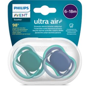 Suzete Ultra Air SCF085/31 pentru 6-18 luni Verde/Albastru