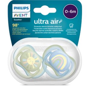 Suzete Ultra Air SCF085/58 pentru 0-6 luni Soare/Curcubeu