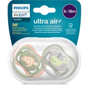 Suzete Ultra Air SCF085/60 pentru 6-18 luni Verde/Gri