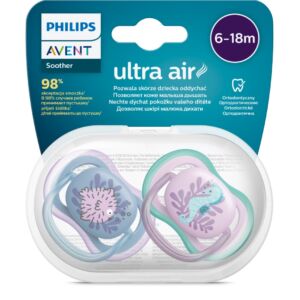 Suzete Ultra Air SCF085/61 pentru 6-18 luni Mov/Albastru