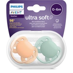 Suzete Ultra Soft SCF091/03 pentru 0-6 luni Verde/Portocaliu