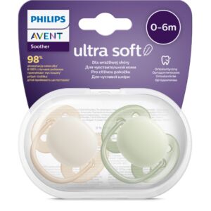 Suzete Ultra Soft SCF091/05 pentru 0-6 luni Verde/Galben