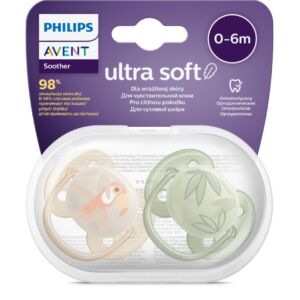 Suzete Ultra Soft SCF091/07 pentru 0-6 luni Verde/Galben