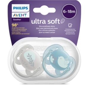 Suzete Ultra Soft SCF091/15 pentru 6-18 luni Bleu/Gri
