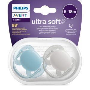 Suzete Ultra Soft SCF091/17 pentru 6-18 luni Bleu/Gri