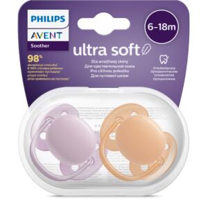 Suzete Ultra Soft SCF091/33 pentru 6-18 luni Roz/Portocaliu