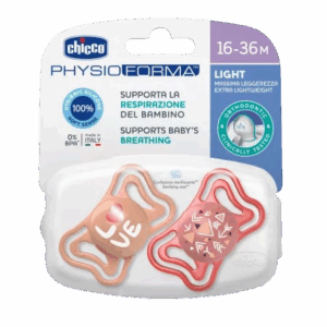 Suzete din silicon pentru copii 16-36 luni PhysioForma Light Glow Roz