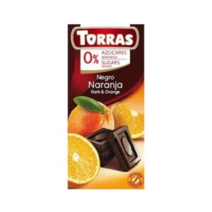 TORRAS Ciocolata neagra cu portocala fara zahar si gluten