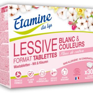 Tablete bio pentru rufe albe si colorate cu parfum de flori de bumbac
