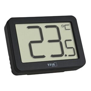 Termometru digital de camera cu suport magnetic negru