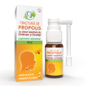 Tinctura de propolis cu uleiuri esentiale de cimbrisor si eucalipt