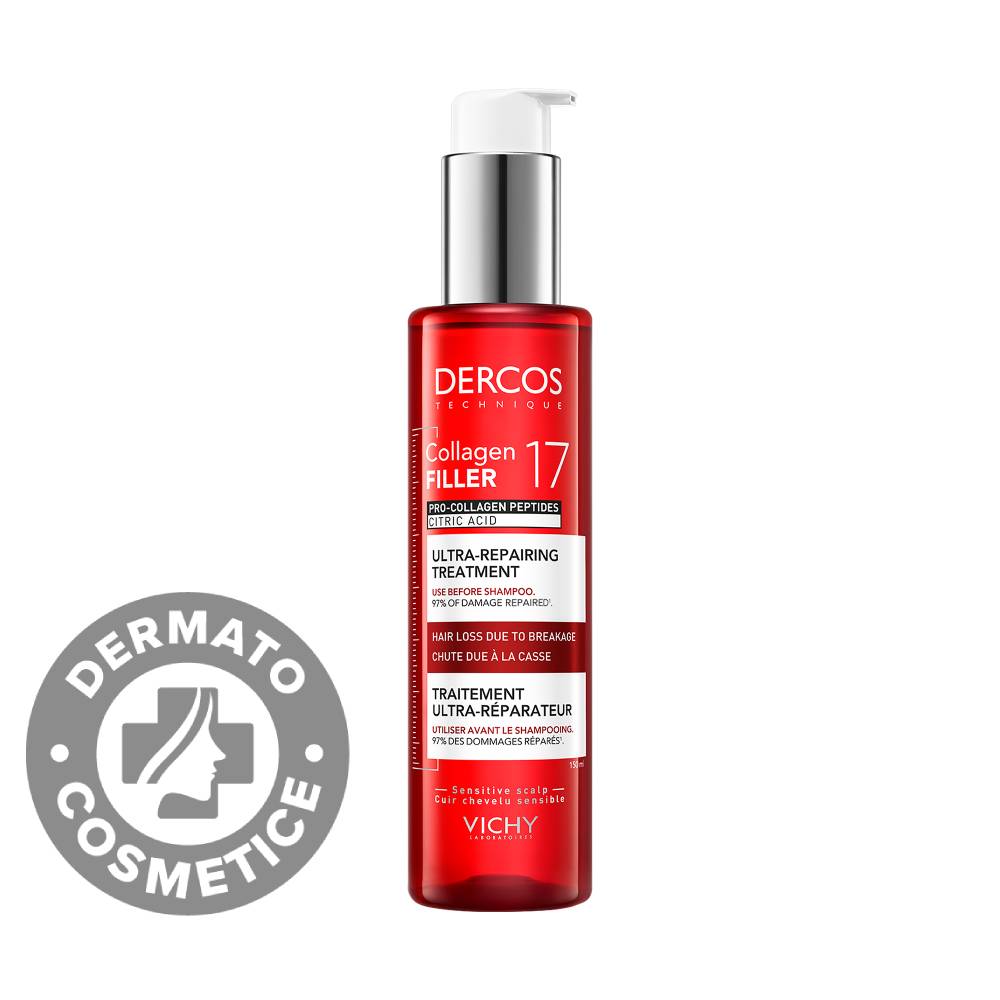 Tratament ultra-reparator cu peptide pro-colagen si acid citric Dercos Collagen 17 Filler