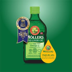 Ulei din ficat de cod Omega 3 aroma mere verzi